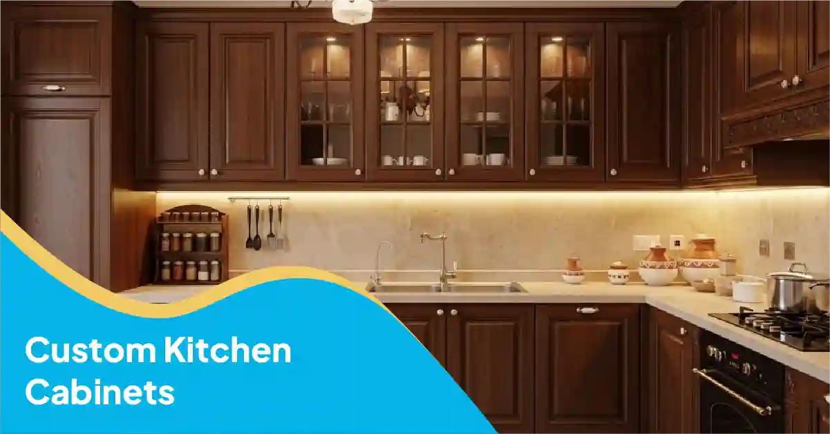 Custom kitchen cabinets with dark wood finish